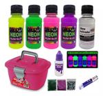 Slime Neon Com Mini Maleta Lanterna Uv Desativador De Slime