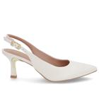 Slingback Branco Salto Fino Couro