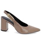 Slingback Casual Marrom Salto Bloco Verniz