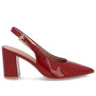 Slingback Casual Vermelho Salto Bloco Verniz