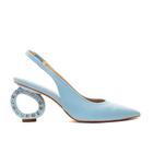 Slingback Couro Azul Salto Vazado Cecconello 2365001-3