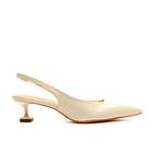 Slingback Couro Off White Salto Baixo Cecconello 2393002-5