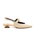 Slingback Couro Off White Salto Baixo Cecconello 2644004-1