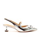 Slingback Couro Prata Salto Baixo Cecconello 2393010-3