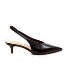 Slingback Couro Preto Salto Baixo Cecconello 2629002-9