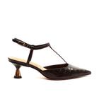 Slingback Couro Preto Salto Médio Cecconello 2620006-1