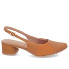 Slingback Marrom Salto Bloco Couro Texturizado