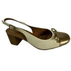 Slingback Nº35 Couro Marfim Usaflex Feminino