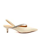 Slingback Off White Salto Baixo Cecconello 2473013-2