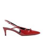 Slingback Vermelho Salto Baixo Elara Werner