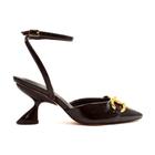 Slingback Verniz Preto Salto Médio Cecconello 2388001-2