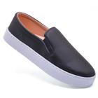 Slip On Feminino Sapatenis Sem Cadarço Casual Preto Nude Fosco