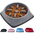 Slow Feeder Dog Bowl Gorilla Grip, 2 xícaras, cinza, 100% livre de BPA