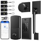 Smart Locks YYTDZSW para porta frontal com conjunto de maçanetas, preto