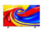 Smart TV TCL 65 polegadas P7L Advanced com tela QLED exibindo imagem abstrata colorida e suporte de base dupla