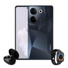 Smartphone Camon 20 Preto Tecno Display 6,67 AMOLED Camera Tripla + Frontal 32mp Wifi 5 AC com Fone Bluetooth e Relogio Smart