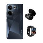 Smartphone Camon 20 Tecno Preto 256gb 8gb Camera Tripla + Frontal 32Mp Tela 6,67 FHD+ com SmartWatch e Fone Bluetooth