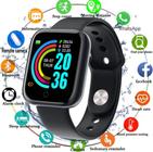 Smartwatch Esportivo Y68 Bluetooth com Monitor de Saúde Frequência Cardíaca Pressão Preto