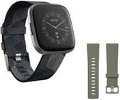 Smartwatch Fitbit Versa 2 de edição especial de saúde e fitness com frequência cardíaca, música, Alexa embutida, monitoramento de sono e natação, tecido de fumaça/cinza nebuloso, tamanho único (faixas S e L incluídas)