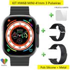 Smartwatch HW68 Ultra Mini Tela 1.75" 41mm HD Nfc redes Sociais Saúde Kit 3 Puls Cor Preto