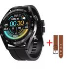Smartwatch Redondo Relógio Hw28 Digital Analógico Preto+ Pulseira Couro Marrom