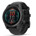 Smartwatch Relógio Garmin Fenix E Aço cinza ardósia com Pulseira de Silicone Preta 47mm