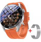 Smartwatch Relógio Lançamento Hw28 Redondo Original Novidade Laranja + Pulseira Milanese Prata