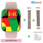 Smartwatch Relógio W29 Pro Microwear Watch 9 Pro Tela 2.02' prova d'água - Rosa Gold 2024 Kit 3 Puls