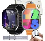 SmartWatch S9 Ultra Max 49mm pulseiras laranja e preta na caixa