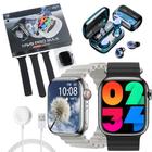 Smartwatch Watch 9 ProMax Amoled NFC + 3 Pulseiras + Fone Bluetooth M10 Pro resistência a água