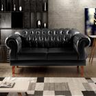 Sofá 2 Lugares Duquesa Chesterfield Decoração Recepção Preto