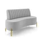 Sofá 2 Lugares Living 160cm Pé Ferro Dourado Maraú Veludo Cinza K01 - D'Rossi