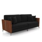 Sofá 2 Lugares Living 182cm Mondaí Sintético Marrom/Veludo Preto K01 - D'Rossi