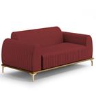 Sofá 2 Lugares Para Sala de Estar Molino 150 cm D02 Pés D'Ouro Veludo Marsala C-278 - Lyam Decor