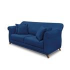 Sofá 2 Lugares Pé de Madeira Julieta 160 cm Suede Azul Marinho S04 - D'Rossi - DROSSI