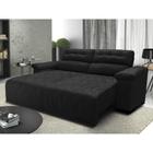 Sofá 2,12m Retrátil e Reclinável com Molas Cama inBox Top Tecido Suede Velusoft Preto