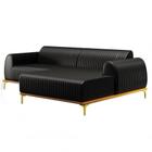 Sofá 245Cm 4 Lugares Com Chaise Direito Pés Gold Molino B-159 Corano Preto - Domi