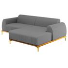 Sofá 245cm 4 Lugares com Chaise Direito Pés Gold Molino C-416 Linho Cinza Escuro - Domi