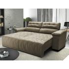 Sofá 2,52m Retrátil e Reclinável com Molas Cama inBox Top Tecido Suede Velusoft Castor