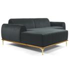 Sofá 255cm 4 Lugares com Chaise Esquerdo Pés Gold Molino B-317 Veludo Cinza - Domi