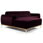 Sofá 265cm 4 Lugares com Chaise Esquerdo Pés Gold Molino B-292 Veludo Uva - Domi