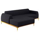 Sofá 265cm 4 Lugares Com Chaise Esquerdo Pés Gold Molino C-465 Linho Chumbo - Domi