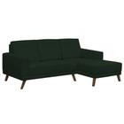 Sofá 3 Lugares com Chaise Esquerdo Pés Retrô Capricho Suede Verde Musgo - D'Monegatto