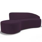 Sofá 3 Lugares Curvo Sala de Estar Living Firenze Direito D02 Veludo Roxo 180 cm C-292 - Lyam