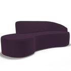 Sofá 3 Lugares Curvo Sala de Estar Living Firenze Direito D02 Veludo Roxo 210 cm C-292 - Lyam