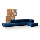 Sofá 3 lugares Modular com 2 Apoios Puff  Sofá na Caixa em Boucle com 5 Módulos 3,44m  1 Braço