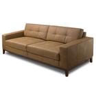 Sofá 3 Lugares Para Sala Living 240cm Ronie L08 Couro Camel - Mpozenato