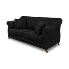 Sofá 3 Lugares Pé De Madeira Julieta 220 Cm Suede S04 - D'rossi Cor Preto