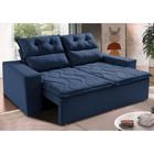 Sofá 3 Lugares Retrátil e Reclinável 1,80m Cama inBox Smal com bordado pantográfico Suede Azul