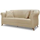 Sofa 3 Lugares Retro Polo 200cm Com Almofada Linho Dourado Ezz - Milani Store